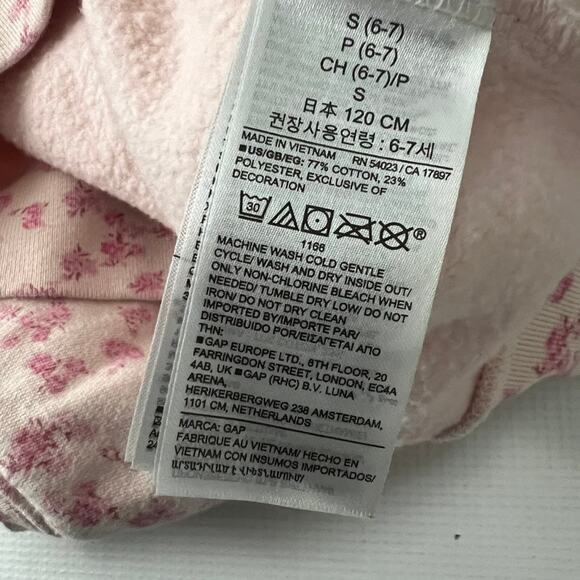 Gap Loveshackfancy Hoodie Sweatshirt Pink Floral Girls Size Small - Picture 12 of 12